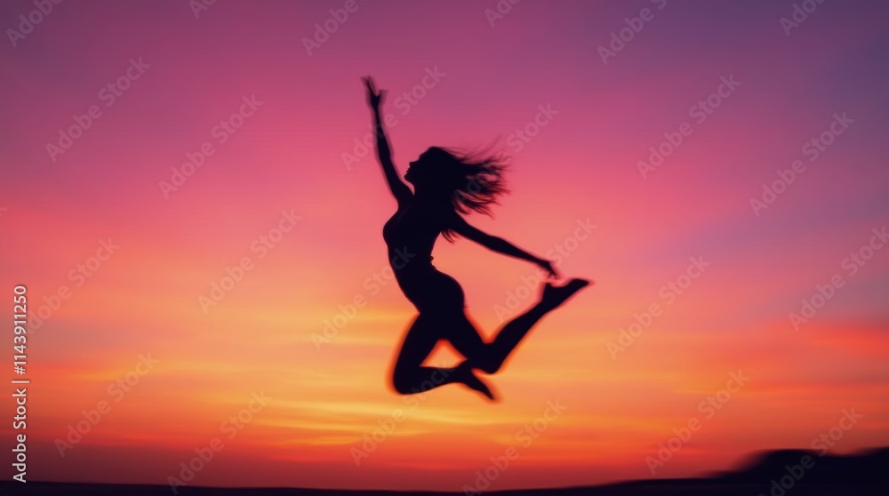 Dancer Silhouetted Against a Vibrant Sunset Dancer Silhouetted Against a Vibrant Sunset