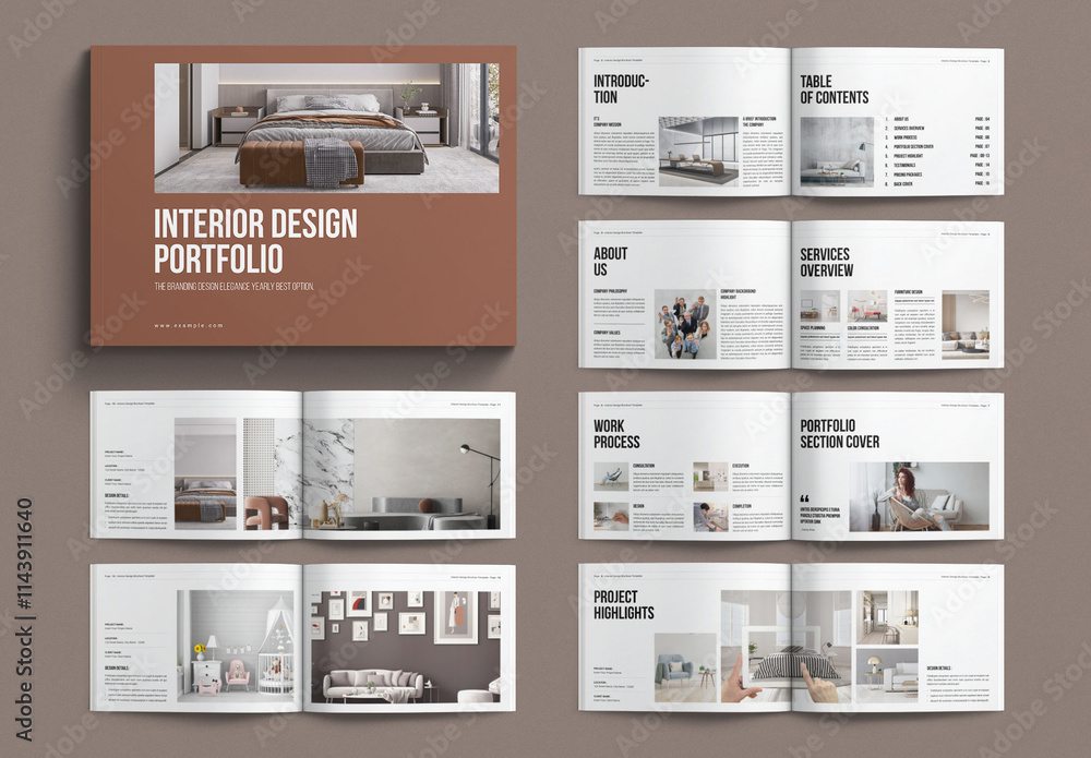 Interior Design Brochure Template Design Layout Landscape Stock ...