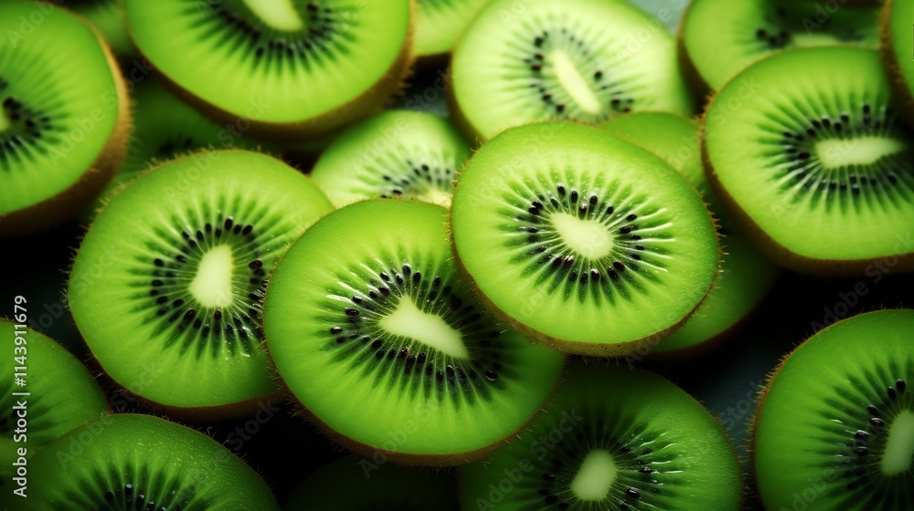 shot of sliced kiwi fruits revealing intricate green patterns and textures against a gradient green background Vibrant natural and minimalist design for health food or lifestyle concepts shot of sliced kiwi fruits revealing intricate green patterns and textures against a gradient green background Vibrant natural and minimalist design for health food or lifestyle concepts