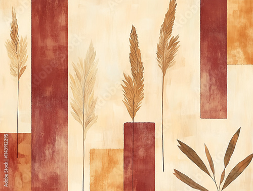 Boho grid background, fantasy aesthetic, mild tones colors, simple