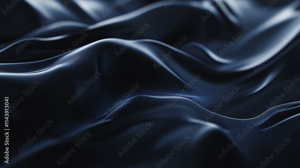Fototapeta premium Close-up of elegant black fabric with smooth, flowing waves and subtle texture.