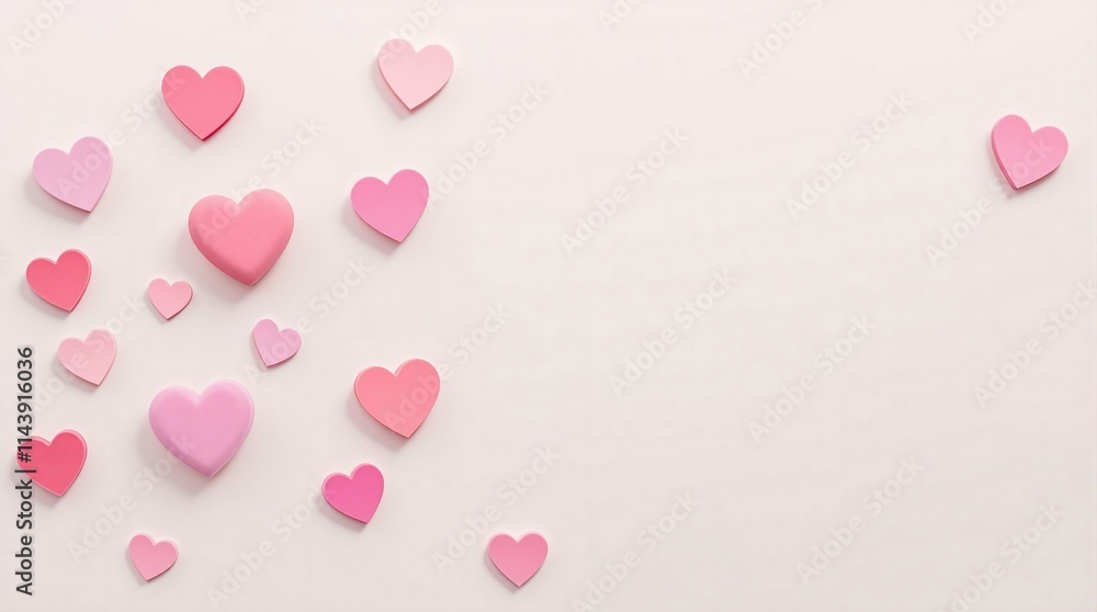 Obraz premium Pink and red hearts on a light background