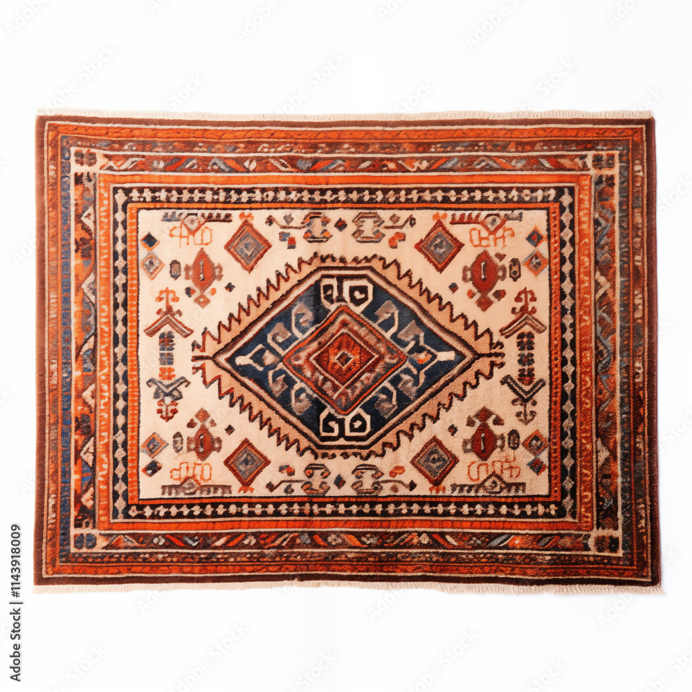 Orange and Brown Geometric Rug Traditional Tribal Pattern Persian Style Carpet Home Decor Textile Orange and Brown Geometric Rug Traditional Tribal Pattern Persian Style Carpet Home Decor Textile