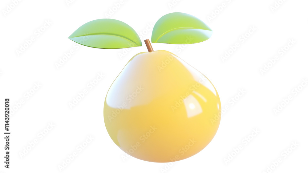 A Beautiful Pear with a Soft Yellowish Tint Perfect for Culinary Presentations or Healthy Eating Illustrations.