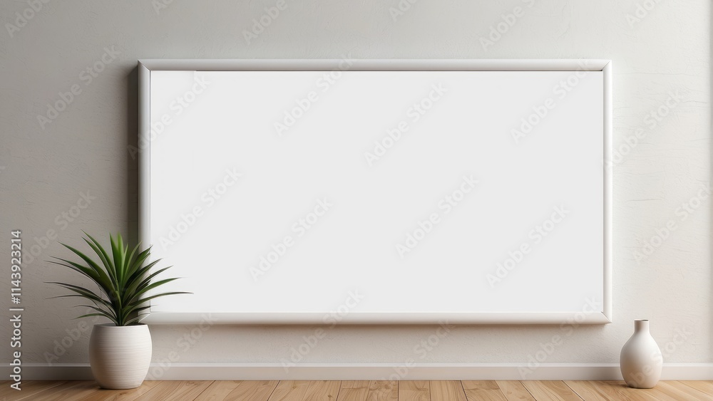 White Frame Blank Canvas Minimalist Room Decor White Frame Blank Canvas Minimalist Room Decor