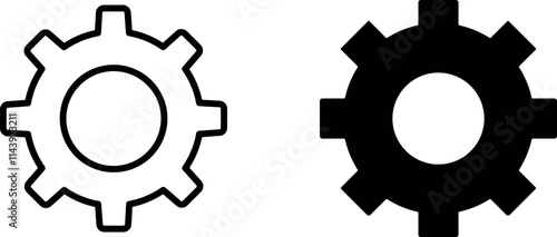 "Gear Icon with Interlocking Cogs Vector Design"