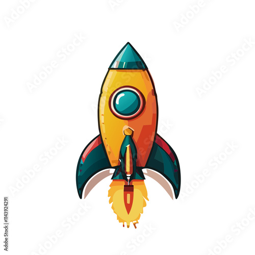 Retro rocket icon. Cartoon style illustration. レトロなロケットのアイコン。マンガ風なイラスト。