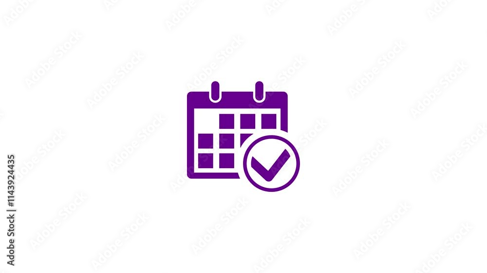 Abstract moving calendar icon animation with check mark icon. Abstract moving calendar icon animation with check mark icon.