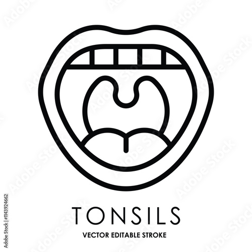 An icon of mouth. Tonsils tester icon design. Vector editable stroke.