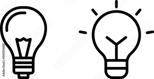 "Light Bulb Icon with Glowing Filament Vector Design"