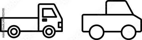 "Pickup Truck Icon with Bed and Wheels Vector Design"