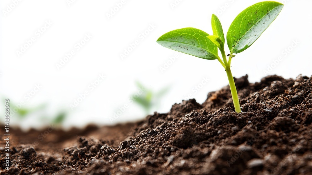 Fresh Green Seedling Emerging from Dark Rich Soil in a Bright Environment Signifying Growth, Nature Conservation, and Sustainable Agriculture Practices Fresh Green Seedling Emerging from Dark Rich Soil in a Bright Environment Signifying Growth, Nature Conservation, and Sustainable Agriculture Practices