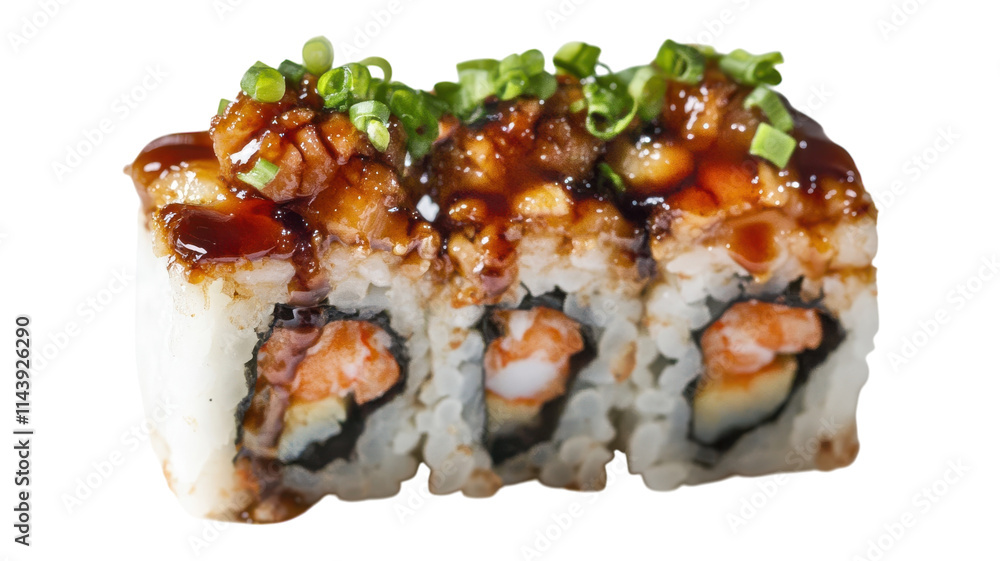 Delicious and Glossy Sushi with Shrimp Topping Perfect for Culinary Promotions and Menu Highlights. Delicious and Glossy Sushi with Shrimp Topping Perfect for Culinary Promotions and Menu Highlights.