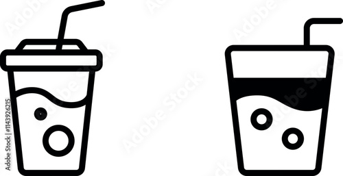 "Soft Drink Icon with Beverage Cup and Straw Vector Design"
