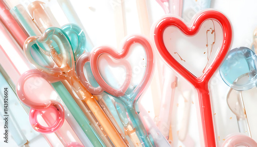 Heart-Shaped Straws: A Delicate Pastel Dream photo