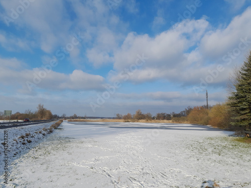 Winterlicher Teich in Pritzerbe nahe Premnitz photo