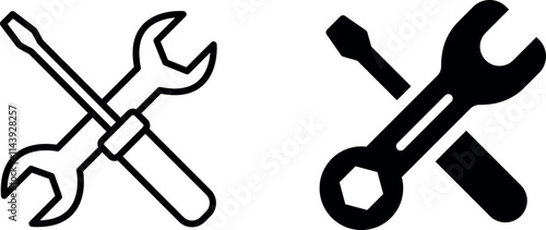 "Wrench and Screwdriver Icon for Repair Tools Vector Design"