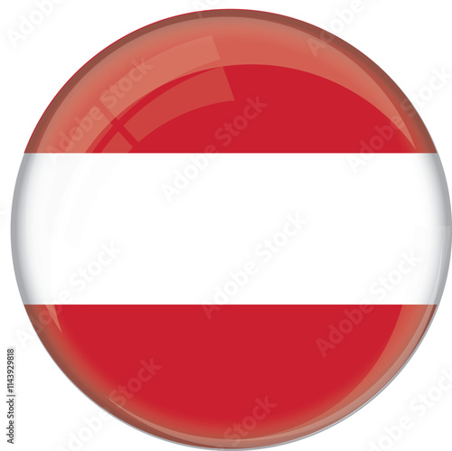 Austria flag with glossy rounded button for football team and national emblem