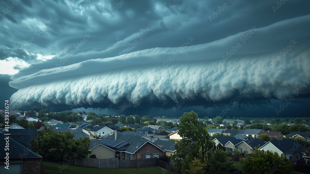 Fototapeta premium 住宅街に迫る棚雲