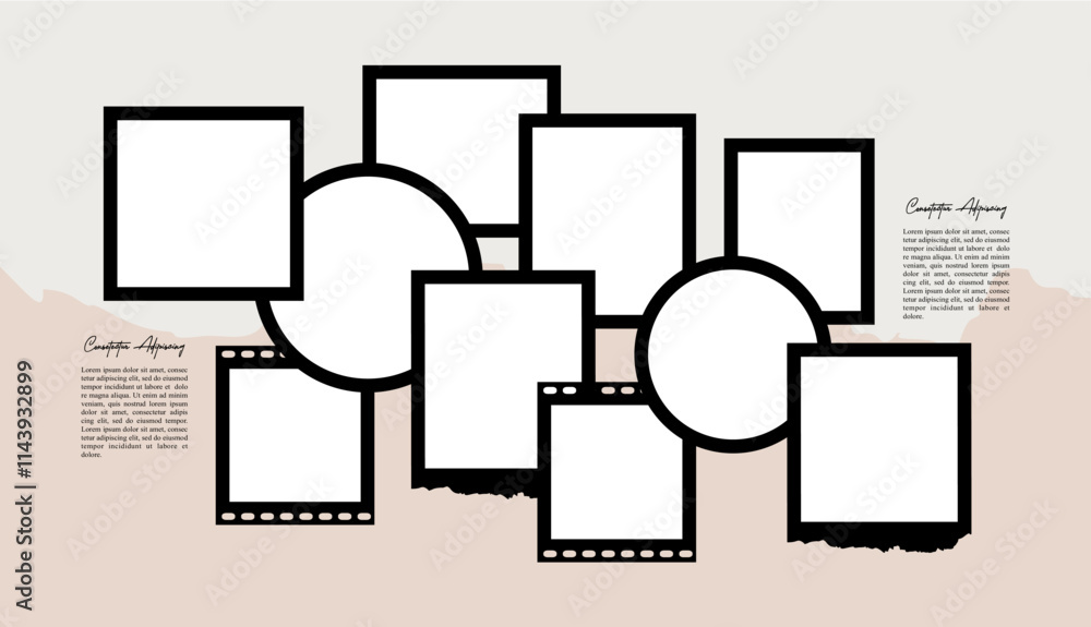 Pictures or photos frame collage. comics page grid layout abstract photo frames and digital photo wall template Pictures or photos frame collage. comics page grid layout abstract photo frames and digital photo wall template