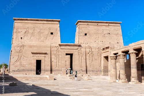 The temple of isis at the philae temple complex, unesco world heritage site, agilkia island, aswan, egypt, north africa, africa