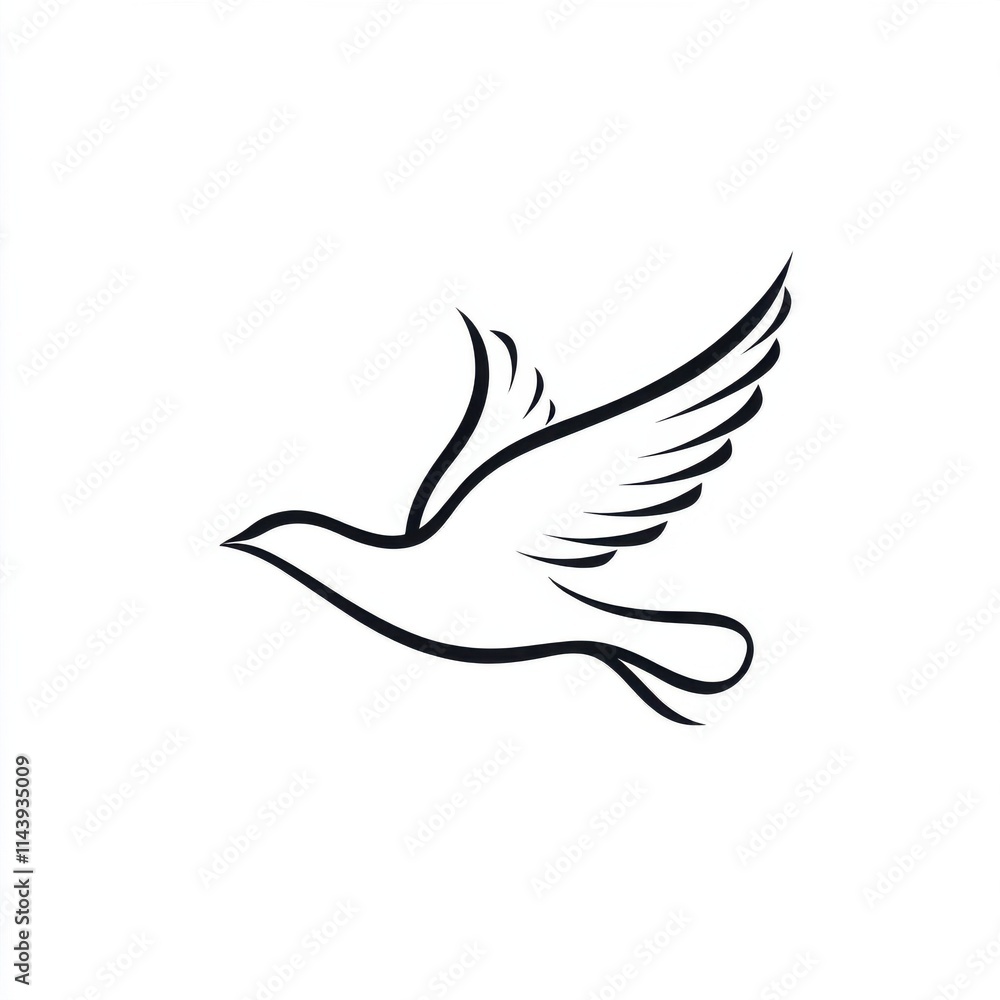 Fototapeta premium Elegant Outline of a Bird in Flight, Symbolizing Freedom and Grace with Delicate Wings in a Minimalist Style Ideal for Artistic and Creative Projects
