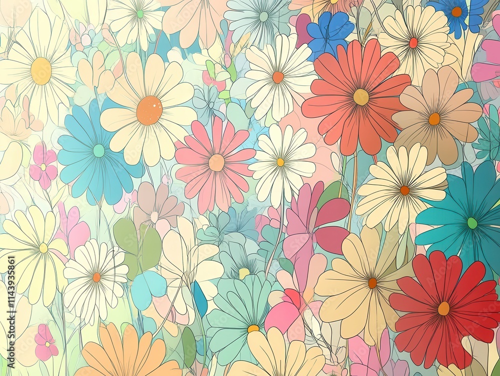 custom made wallpaper toronto digitalA Whimsical Bouquet of Pastel Flowers