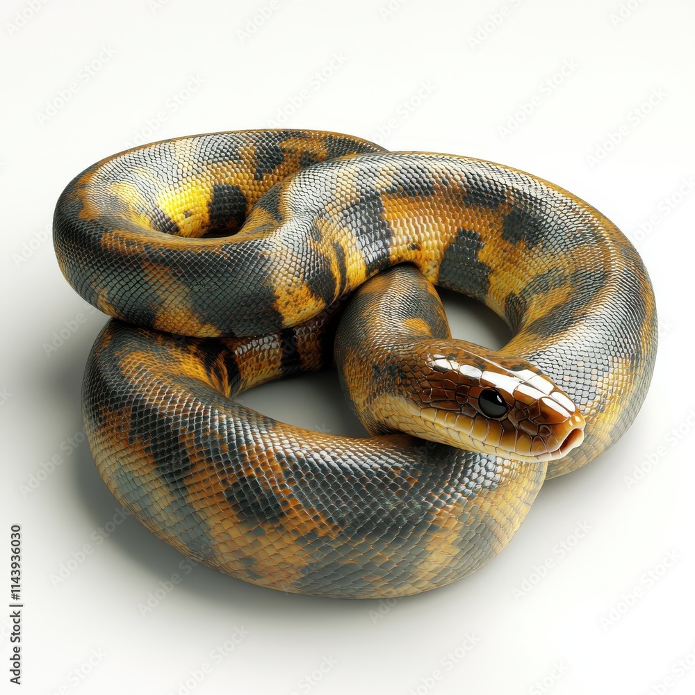 Obraz premium 3D Anaconda Isolated and White Background