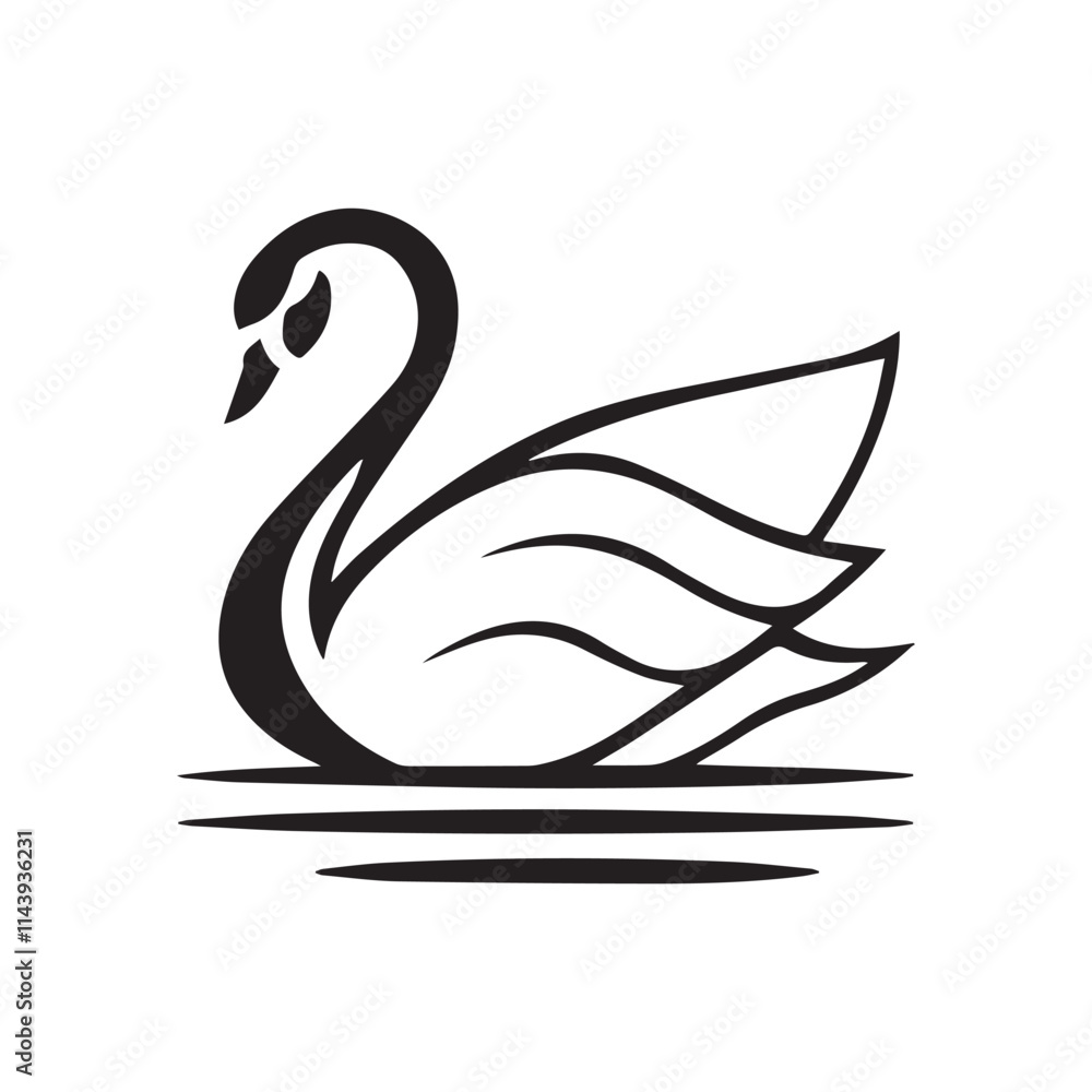 Naklejka premium goose and swan silhouette vector illustration collection of duck silhouette and icon vector illustration 