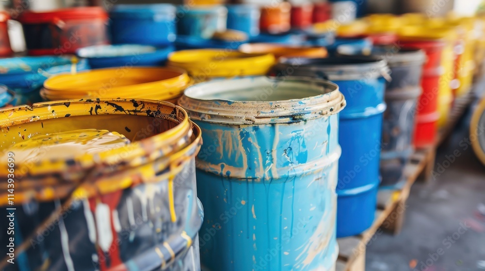 Fototapeta premium Hazardous Waste: Materials such as chemicals, batteries, and paint that require responsible disposal to minimize environmental and health risks. 