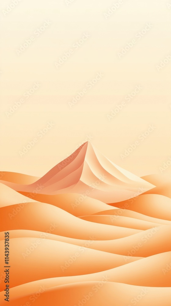 Fototapeta premium Serene Abstract Desert Landscape with Gentle Curves and Soft Color Gradients Creating a Tranquil Visual Experience of Warm Tones and Subtle Geometric Forms