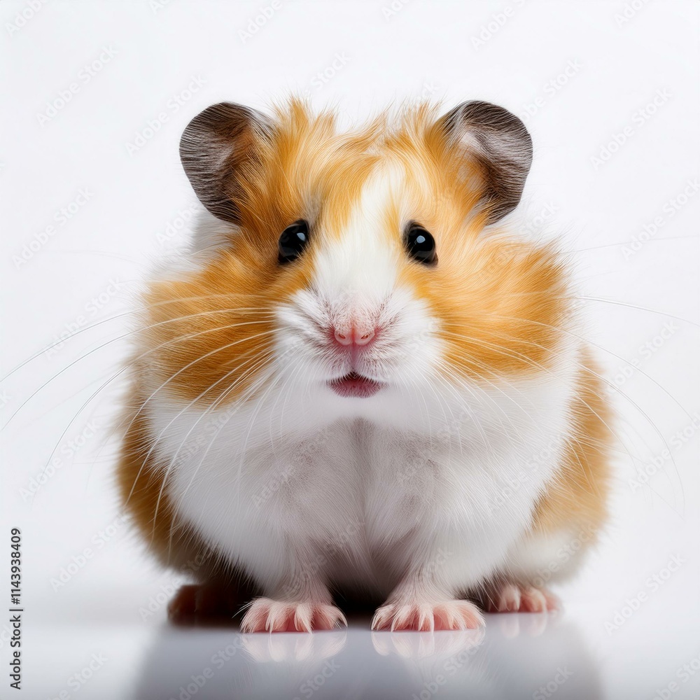 Clean, minimalistic white background highlighting the hamster as the focus Clean, minimalistic white background highlighting the hamster as the focus