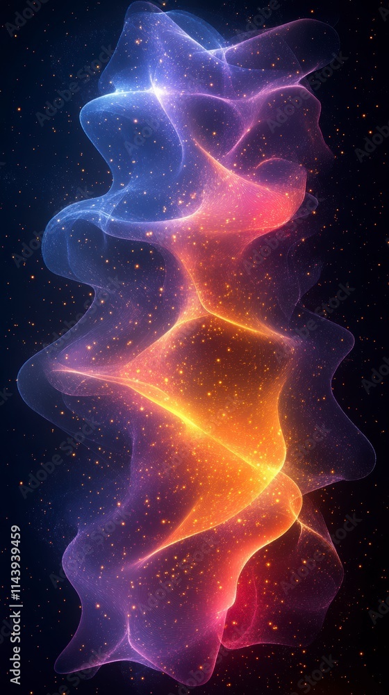 Abstract Cosmic Energy Waves in Vibrant Colors Abstract Cosmic Energy Waves in Vibrant Colors