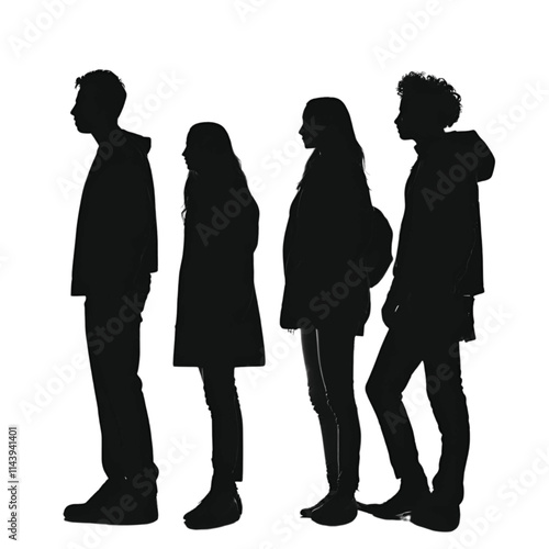 silhouettes of people lined up
