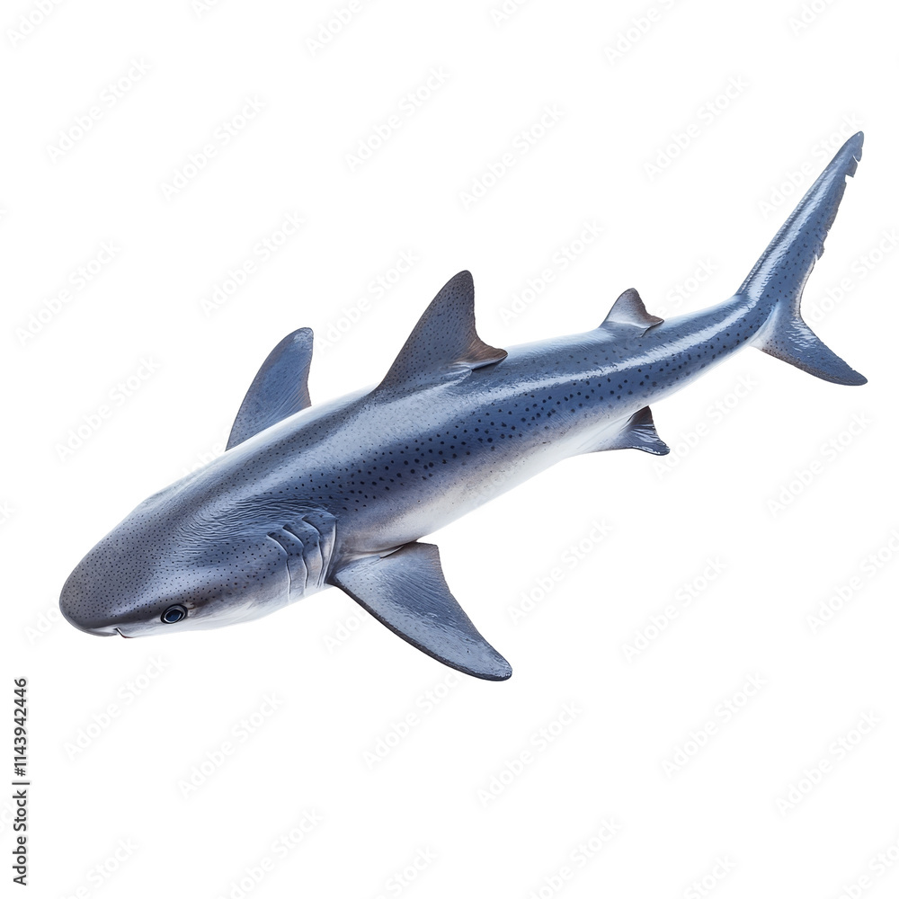 Obraz premium Porbeagle shark isolated on transparent, highlighting its unique features with transparent accents, a porbeagle shark fish isolated on transparent background