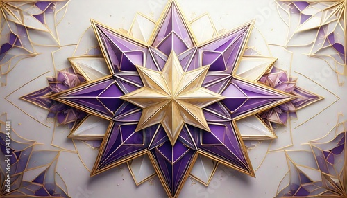 Purple Gold Star Geometric Pattern photo