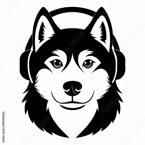Siberian husky dog silhouette on a white background