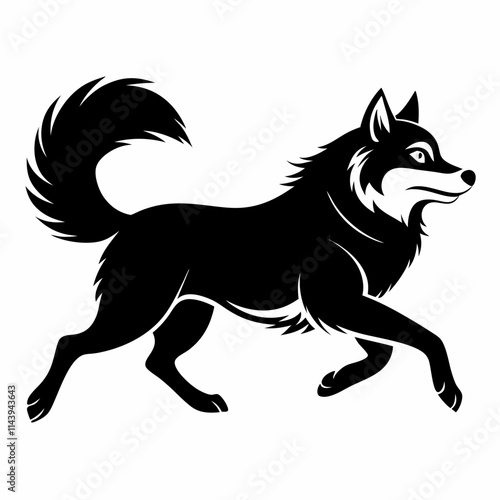 Siberian husky dog silhouette on a white background