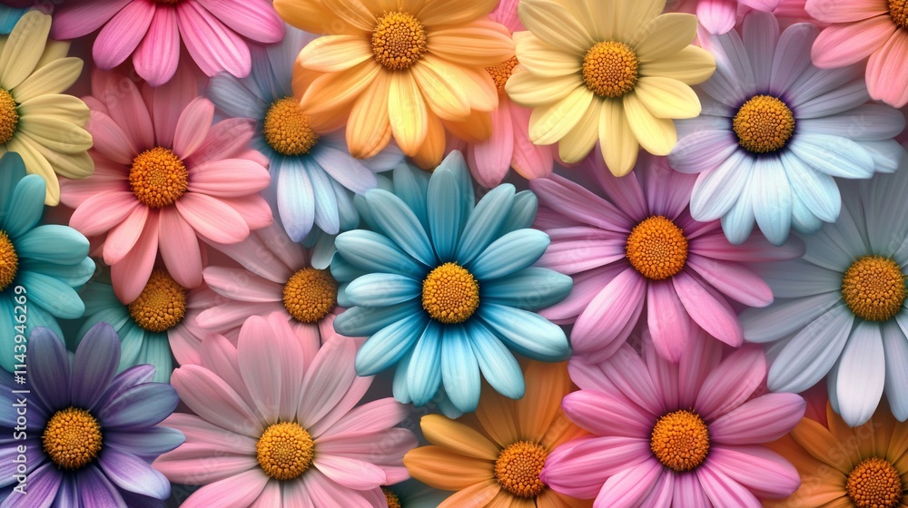 A vibrant arrangement of colorful daisies in various shades. A vibrant arrangement of colorful daisies in various shades.
