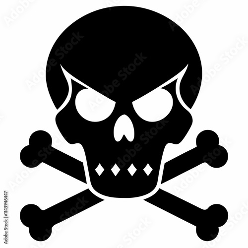 Skull crossbones silhouette. Clipart isolated on white background