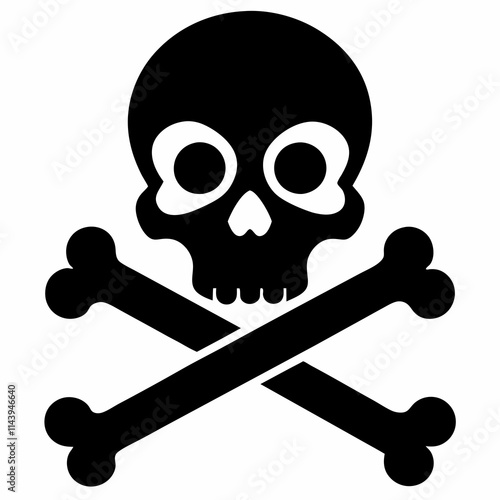 Skull crossbones silhouette. Clipart isolated on white background