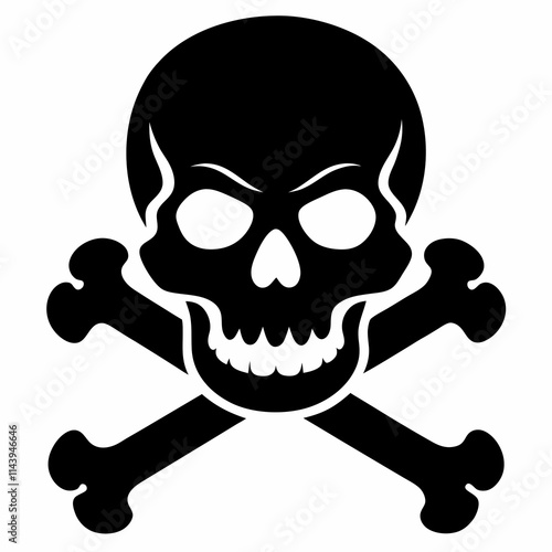 Skull crossbones silhouette. Clipart isolated on white background