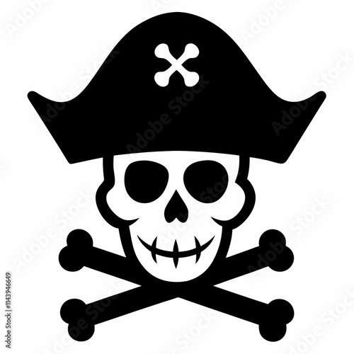 Skull crossbones silhouette. Clipart isolated on white background