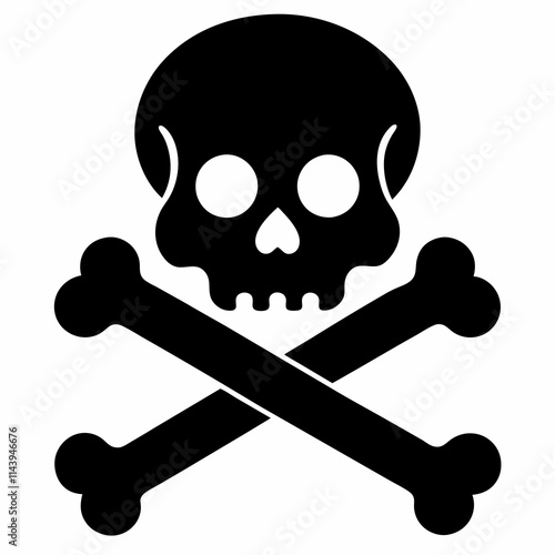 Skull crossbones silhouette. Clipart isolated on white background