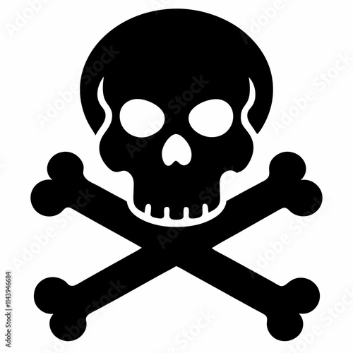 Skull crossbones silhouette. Clipart isolated on white background