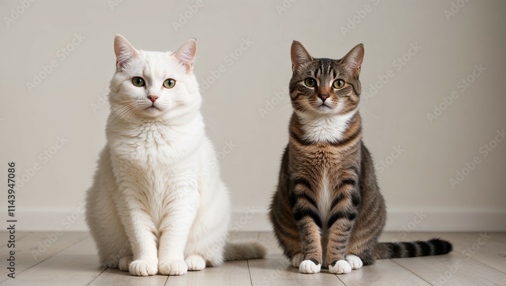 cat on a white cat on a white