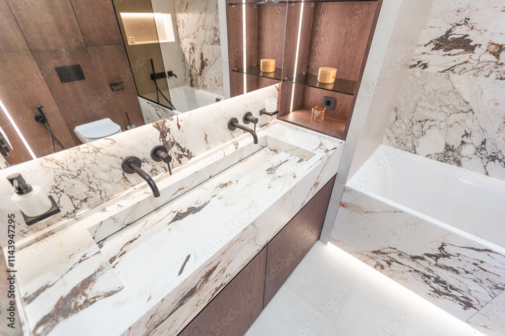 Interior of a spacious bathroom in a luxury villa Interior of a spacious bathroom in a luxury villa