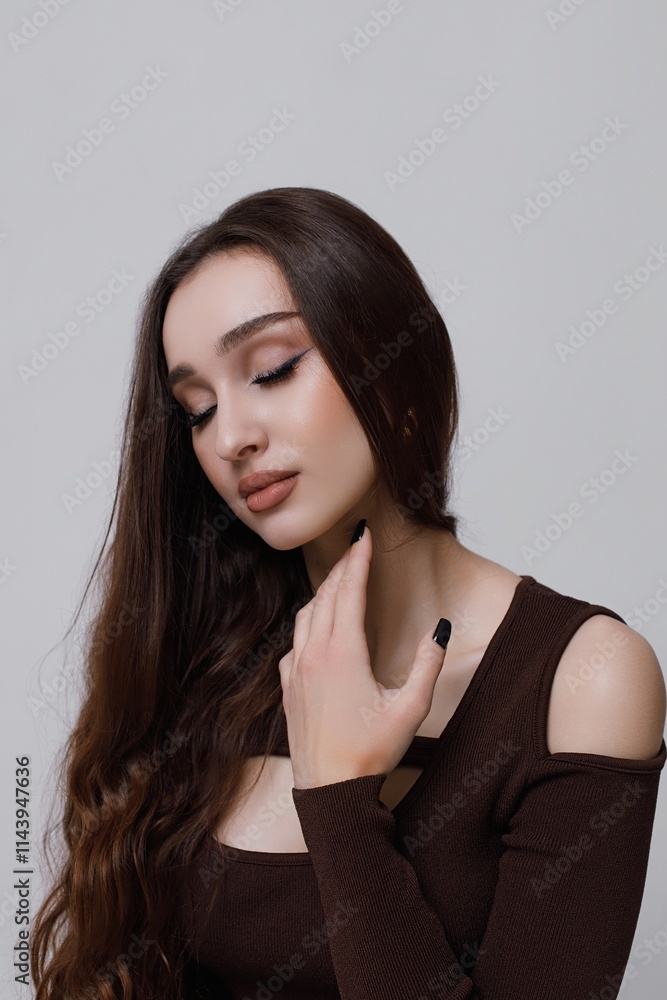 Girl in a photo studio on a white background Girl in a photo studio on a white background