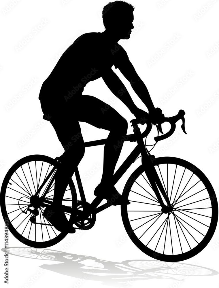 A bicycle riding bike cyclist in silhouette A bicycle riding bike cyclist in silhouette