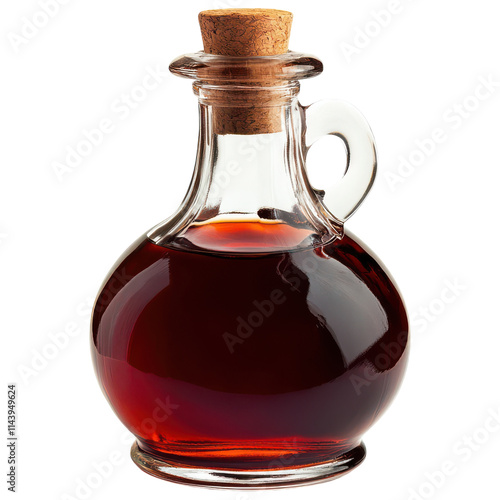 Red Glass Bottle Filled with Brown Liquid for Creative Projects on Transparent PNG background